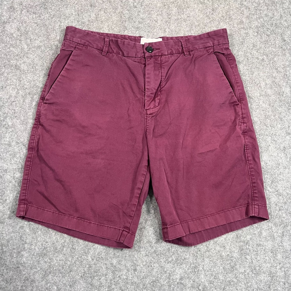Everlane Burgundy The 8"‎ Slim Fit Flat Front Stretch Chino Shorts Men's Size 32